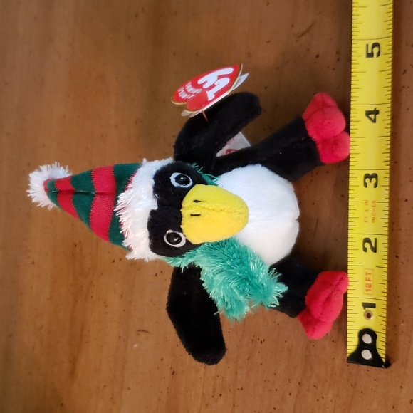 🎅 Vintage TY Jingles Beanies 'Toboggan' Penguin 2004 with tags - Picture 9 of 12